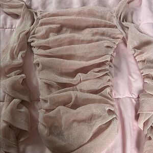 SHEIN Shimmery Dusty Pink Ruched Off-Shoulder Top